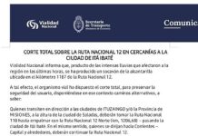 ULTIMO MOMENTO: CORTE TOTAL RUTA NACIONAL N° 12