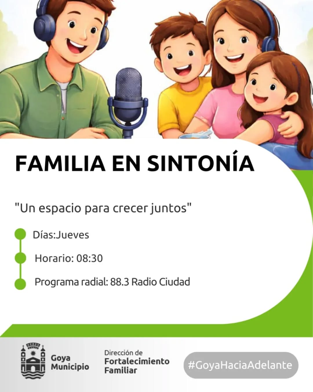 flayer nuevo programa por la 88.3 radio ciudad FAMILIA EN SINTONIA