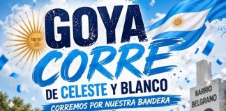 “Corremos por nuestra Bandera” GOYA CORRE DE CELESTE Y BLANCO