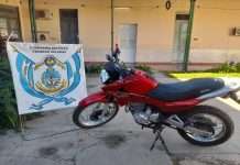 SALADAS : POLICIA DE CORRIENTES RECUPERA UNA MOTOCICLETA QUE FUERA ROBADA EN LA PROVICNIA DE MENDOZA