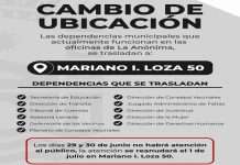 CAMBIO DE UBICACIÓN A PARTIR DEL 1 DE JULIO VARIAS DEPENDENCIAS MUNICIPALES ATENDERÁN EN MARIANO I. LOZA 50