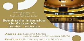 INVITAN A SEMINARIO INTENSIVO DE ACTUACIÓN EN EL TEATRO MUNICIPAL SOLARI